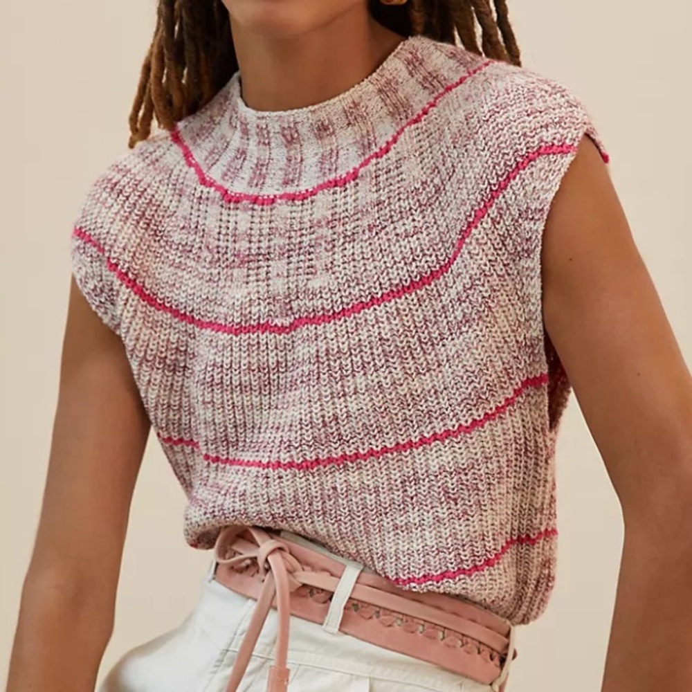 Anthropologie Daily Practice Knit Sleeveless Dolman Striped Sweater Size M